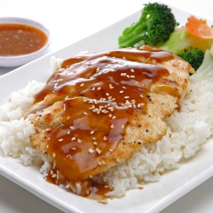 Kids Teriyaki Chicken over Rice with Carrots & Broccoli